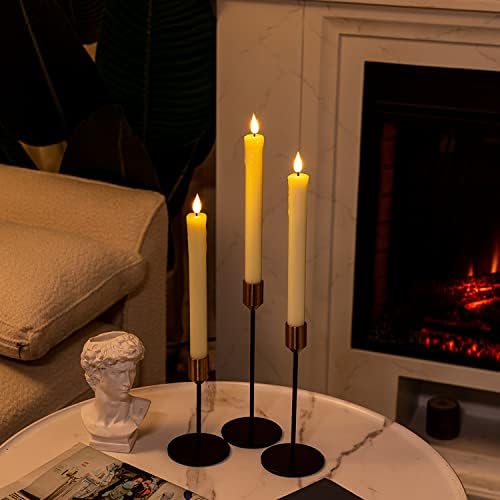 Homemory 12 Pcs Real Wax Flameless Taper Candles with Remote Timer and Dimmer, Battery Operated Candlesticks with Flickering Light, Ivory Window Candles, 9.6 Inches for Wedding Home Decor - Image 4