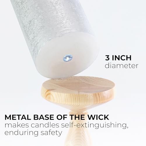 CANDWAX 3x4 inch Pillar Candles Set of 3 – Unscented Dripless Silver Candles for Event Decor, Weddings, Home Use - Image 2