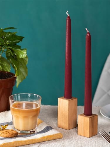 CANDWAX 10 inch Burgundy Taper Candles Set of 12 - Unscented Dripless Burgundy Candlesticks - Christmas Taper Candles with Burning Time up to 8 Hours - Christmas Candle Sticks - Image 5