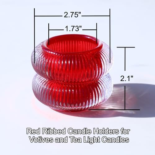 Woho Red Votive Candle Holders Set of 6, Tea Candle Holder for Christmas - Image 6