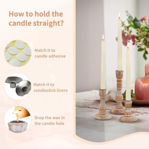 NUPTIO Wooden Taper Candle Holders, Set of 6 White Candlesticks - Image 6