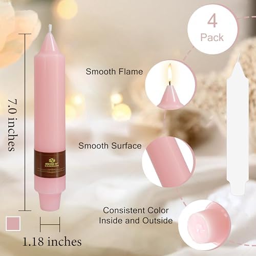Pastel Candle Short Taper Candle 7 Inch Candlesticks Unscented Dripless Tapered Candle Set for Home Decor Wedding Party Dinner, 4 Pack - Image 4