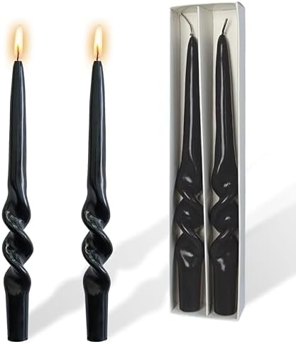 Smokeless Spiral Taper Candles 9.5 Inch Unscented Twisted Candle Sticks for Home Decor Weddings by YUKCAXDLS