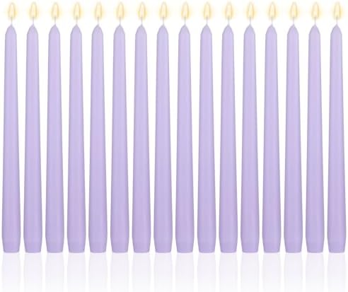 MTLEE 16 Pcs 10 Inch Taper Candle Sticks Smokeless Unscented, Light Purple by MTLEE