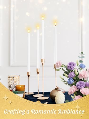 12 Pcs Flameless Taper Candles with Remote Timer, 11" Long Battery Operated Taper Candles, Flickering 3D Flame, Plastic Fake LED Candlesticks for Home Wedding Party Holiday Decor, White - Image 3