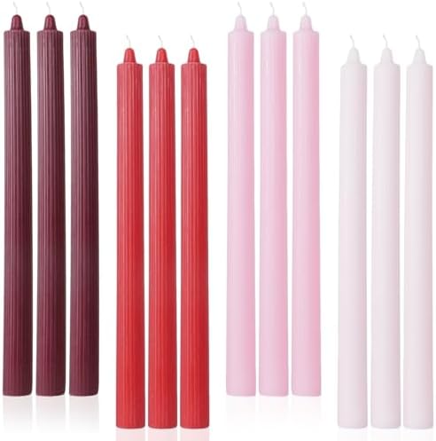 Red Taper Candles Driples Candlesticks Tapered Candles Ideal as Dinner Candle Smokeless and Unscented Long Burning 10.5 inch，Set of 12 by LPUSA