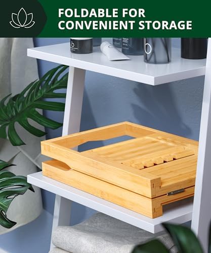 ROYAL CRAFT WOOD Premium Foldable Bathtub Tray Caddy - Wood Bath Tray for Tub, Bamboo Shelf, Expandable Bath Table Trays, Bathtub & Bathroom Accessories for New Home & Mothers, Birthday Gifts for Mom - Image 2