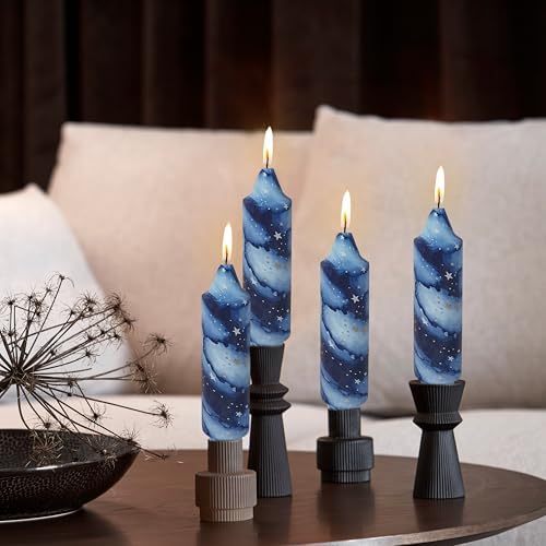 5 Inch Short Candles Starry Sky Print Taper Candles Printed Candlesticks Handmade Unscented Smokeless Candle for Home Dinner Wedding Holidays by XINAOBAOLUO