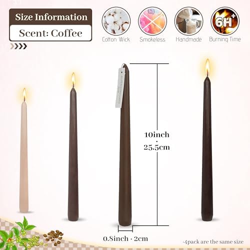 Smokeless Coffee Scented Taper Candles Handmade Gradient Brown Colorful Candlesticks 10 Inch Long Candles Set for Wedding Decor - Image 5