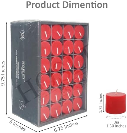 Hosley Set of 72 Unscented Red Votive Candles, 10–12 Hour Burn Time, Long-Burning Candles for Weddings, Events, Home Décor, Spa & Special Occasions - Image 2