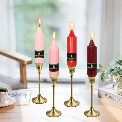 5 inch Short Taper Candle 4 Pack Handmade Gradual Red Candles Unscented Pastel Candlesticks for Holiday Wedding Dinner Party Seasonal Celebration Birthday Home Decoration - Image 5