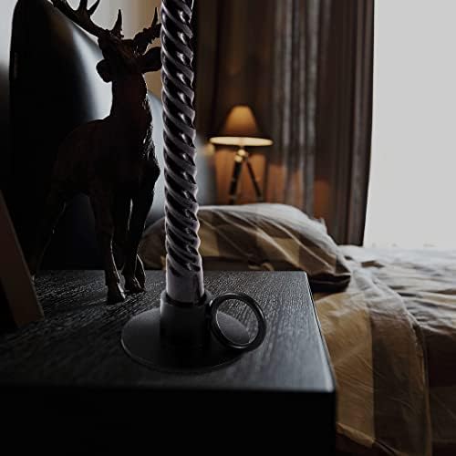 6PCS Black Iron Taper Candle Holders with Round Handle, Table Centerpiece - Image 6