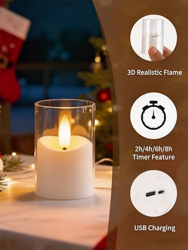 Rechargeable Flameless Tea Light Candles with Timer Remote, 1.7"x2.5" Acrylic Small Votive Electric LED Candles Battery Operated for Halloween Christmas Wedding Decor (Pack of 6, White) - Image 6