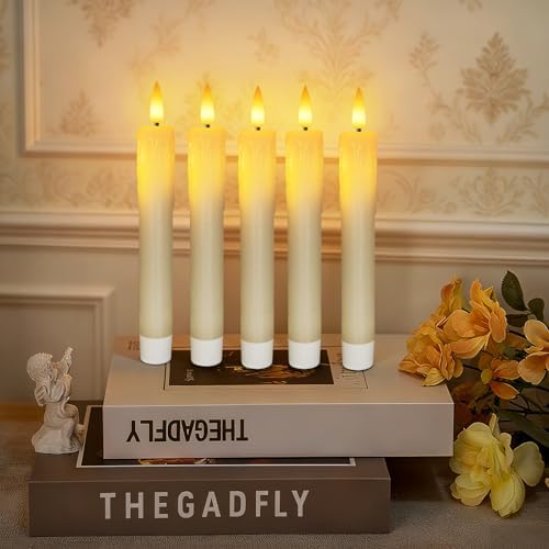 7 Inches Dripless Flameless Taper Candles with Remote Timer Dimmer, Real Wax Battery Candlesticks, 3D Flame Fake Candlesticks for Home Wedding Christmas Decor, Ivory, 12 Pcs - Image 2