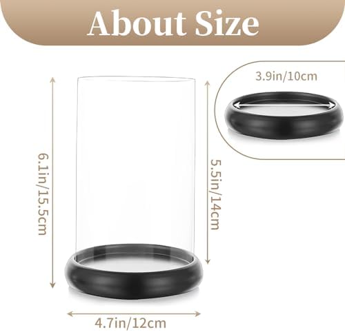 Sziqiqi Black Hurricane Candle Holder, Pillar Candle Holder with Glass - Image 5