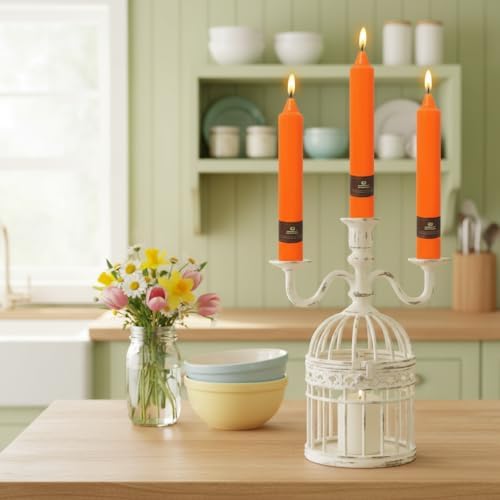 Orange Candle 9 Inch Tall Smokeless Taper Candles 4 Pack Unscented Candle for Christmas Dinner Halloween Thanksgiving Day Household Décor Candlesticks - Image 5