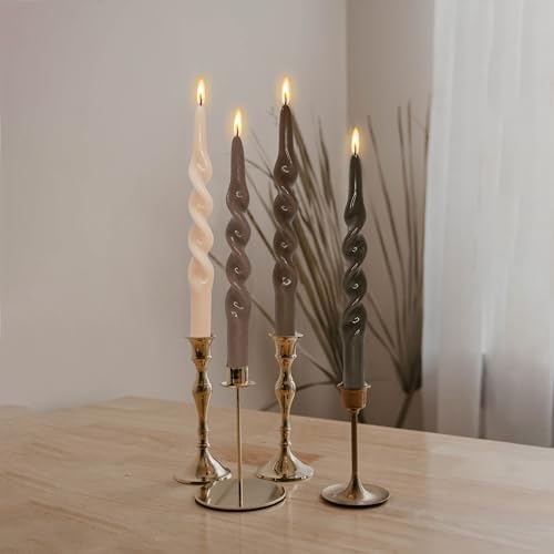 Smokeless Spiral Taper Candles Handmade Gradient Brown 10 Inch Twisted Candlesticks for Wedding Party Home Decor - Image 2