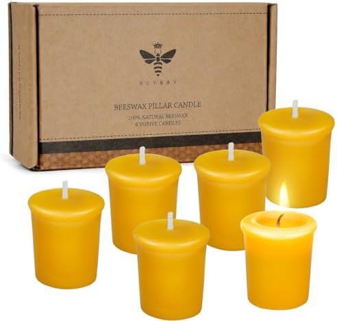 DEYBBY Beeswax Votive Candles 12-Hour Burn Unscented Small Candles 6 Pack - Image 5