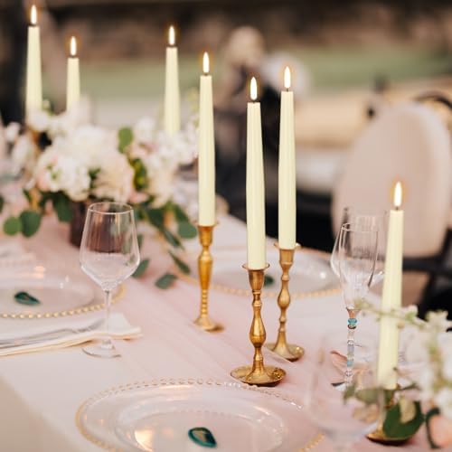 GenSwin Flameless Taper Candles with Remote, Ivory LED Taper Candles Battery Operated, Real Wax Flameless Candlesticks with 3D Wick for Home Halloween Christmas Decor(Set of 6, 0.78” x 9.84”) - Image 2