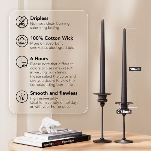 New Burning Formula Unscented Dripless 10-Inch Taper Candles Set of 12 - Smoked Pearl, for Wedding, Dinner - Smokeless, Long Burning - Hand Poured, Colored Tall Candlesticks - Perla Ahumada - Image 2