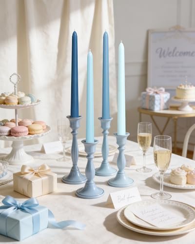 Viyffo 10 Inch Taper Candles, 12 Pack Blue-Unscented, Dripless Design– Long Tall Tapered Candlesticks for Wedding, Dinner, Holiday, Party, Home Decor Natural Color Series - Image 5