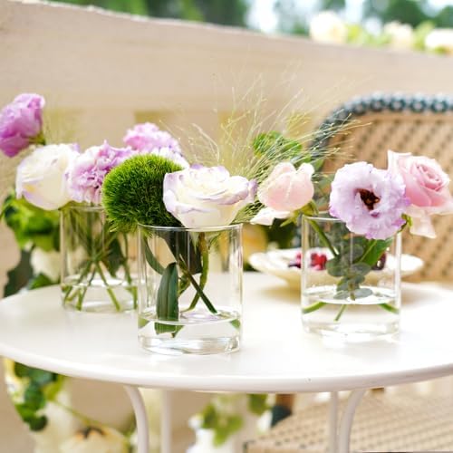 12pcs Glass Cylinder Vases for Centerpieces - 4 inch Clear Glass Flowers Vases Bulk, Hurricane Candle Holders Floating Candle Vases for Table Centerpiece Formal Dinners Home Decor - Image 4