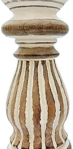 Perilla Home Wood Texture Candlestick Holders Set of 3 - Premium Candle Holders for Candlesticks, Taper Candles, Party, Anniversary, Dinning Table Vintage Candle Holder Centerpiece - (12" x 10" x8") - Image 3