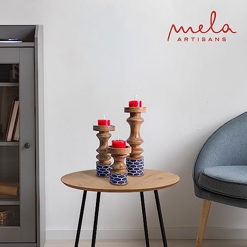 Mela Artisans Gramercy Mango Wood Candle Holders - Natural, Set of 3 - Image 7