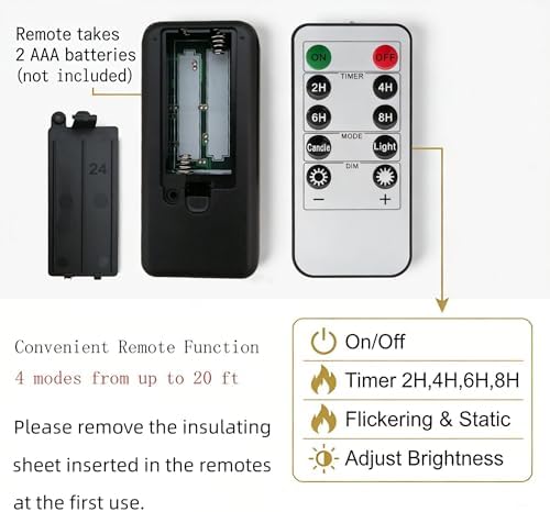 Brown Fall Flameless Taper Candles with Remote Timer Set of 4 - Image 4