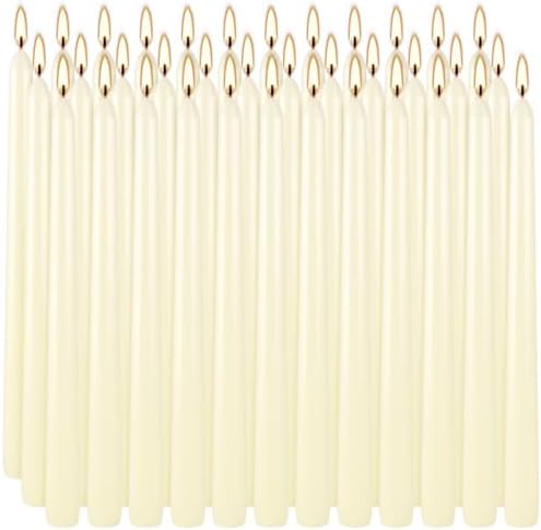 YOROXRG 36 Pack Ivory White Taper Candles, 7-8 Hours Burn Time, Unscented, Smokeless and Dripless, 0.8 x 10 Inch Dinner Candle Set for Household, Wedding, Party and Home Décor Candlesticks by YOROXRG