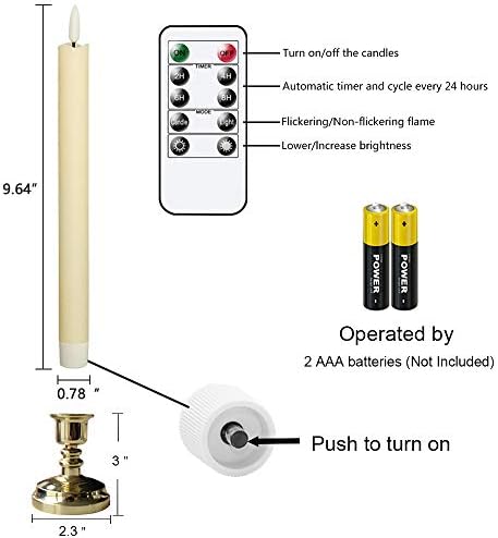 Wondise Flickering Taper Candles with Timer and Remote - Image 7