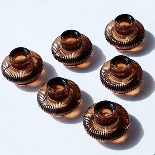 VOHO 18pcs Amber Taper Candle Holders for Table Centerpiece Wedding Party by VOHO