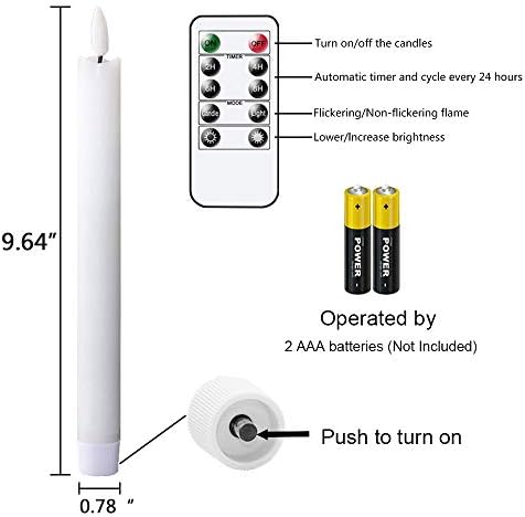 GenSwin Led Flameless Taper Candles Battery Operated Remote Timer White - Image 6