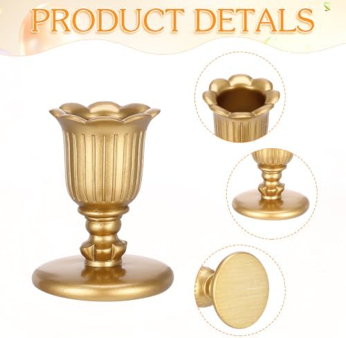 6PCS Vintage Candlestick Holders Taper Resin Gold Candle Stick - Image 4