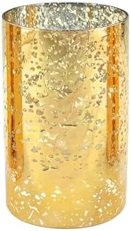 WGVI Hurricane Candle Holder Sleeve, W: 4", Ht: 6", Gold Speckled Glass Cylinder Open Both Ends, Chimney Tube Shade, 1 Piece by WGVInternational-OpusGlassware