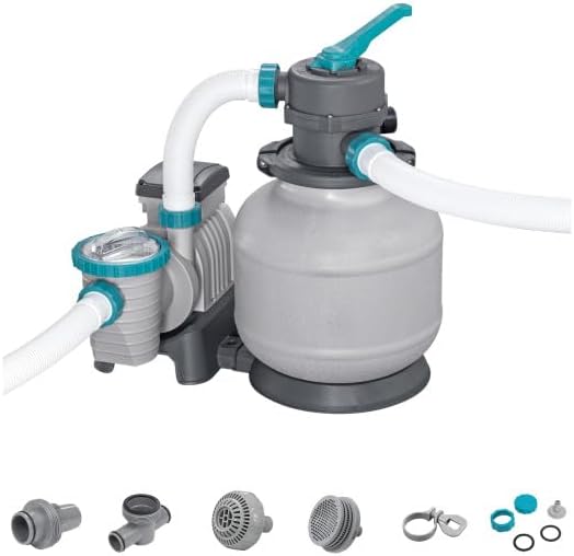 Bestway 2,200 GPH Above Ground Swimming Pool Sand Filter Pump | Compatible with Pools: 300 to 14,400 Gallons, Corrosion-Resistant Tank, Pre-Assembled, Low-Maintenance Pump with Adapters