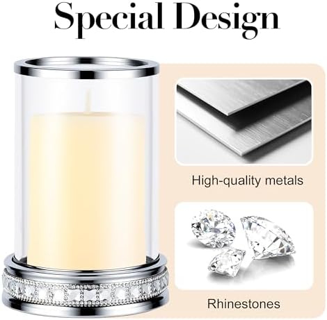 2pcs Hurricane Candle Holder, Pillar Candle Holders with Clear Glass Sleeve - Image 3