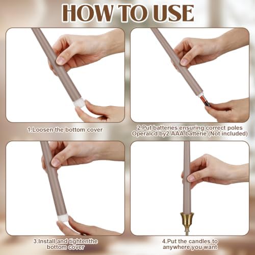 Macarrie 24 Packs Flameless Taper Candles Battery LED 11",Morandi Brown - Image 5