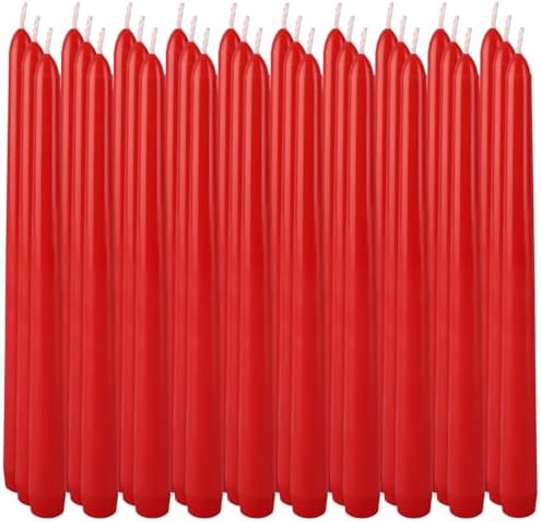 30-Pack Red Taper Candles - 10 Inch Long-Lasting Dinner Candles, Unscented Smokeless for Christmas, Wedding, Party and Home Table Decor - Image 2