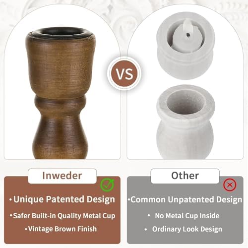 Wooden Candlestick Holders Rustic: Farmhouse Taper Candle Holder - Image 2