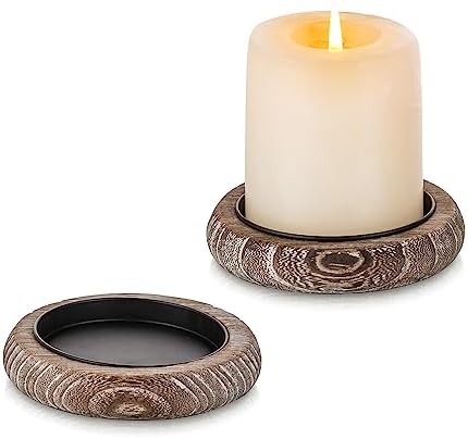 Romadedi Whitewashed Wood Candle Holder Tray, Pack of 2 by ROMADEDI