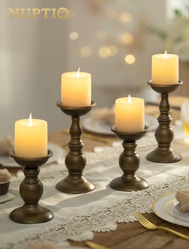 NUPTIO Bronze Candle Holder for Pillars: Candle Stand for 3 inches Candles - Image 6