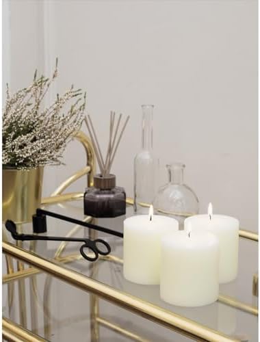 CANDWAX 3x3 Pillar Candles Set of 3 - Rustic Unscented No Drip Ivory Candles for Home Decor, Weddings, Centerpieces - Image 5