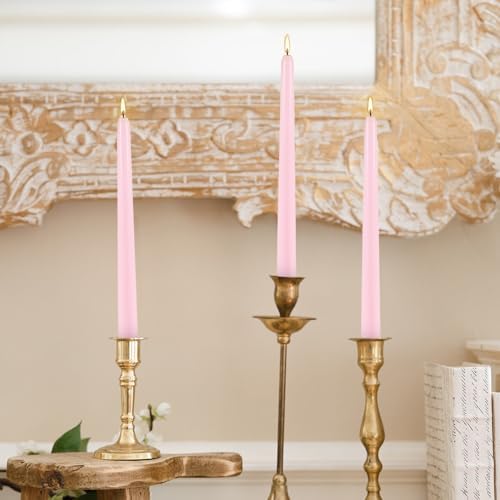12Pack 10 Inch Pink Taper Candles, Mothers Day Gifts for Mom,Unscented,Smokeless and Dripless Candlestickst,8 Hours Long Burn Time Candle for Valentine's Day,Wedding,Home Décor - Image 7