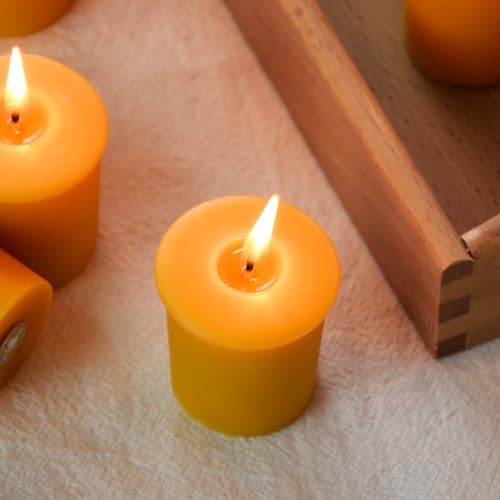 TELOSMA Organic Beeswax Votive Candles, Natural Yellow, Unscented, 12-Pack - Image 3