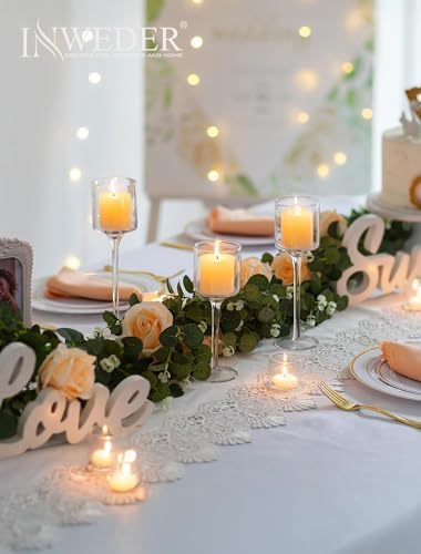 Tall Glass Candle Holder: Long Stem Candle Stand 30 Pcs - Image 3