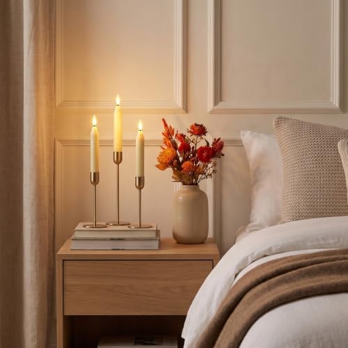 6Inch Flameless Taper Candles with Remote & 6 Batteries, Ivory - Image 7