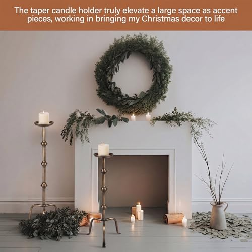 Mumufy 2 Pcs Metal Tall Floor Candleholder Candlestick, 32 in,27 in, Bronze - Image 4