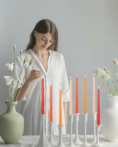 12 inch Orange Gradient Taper Candles Unscented Smokeless Long Tall Tapered Candle for Candlesticks Sticks Wedding Advent Home Decor Dinner Christmas，Set of 12 - Image 2