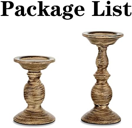 Sziqiqi Vintage Pillar Candle Holders Distressed Metal Candleholder Set - Image 6